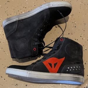 Black and Red High-Top Womens Motorcycle Sneakers